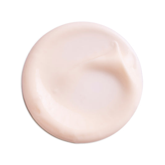 Eminence Organics Strawberry Rhubarb Hyaluronic Body Lotion — texture swatch applied to skin